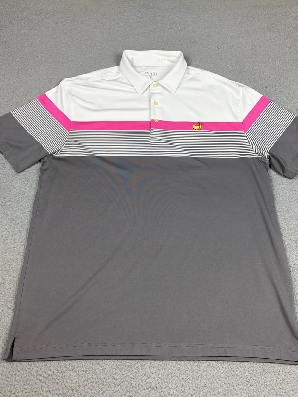 Masters Tech Polo Shirt Men XL Stretch Performance Colorblock White, Gray & Pink